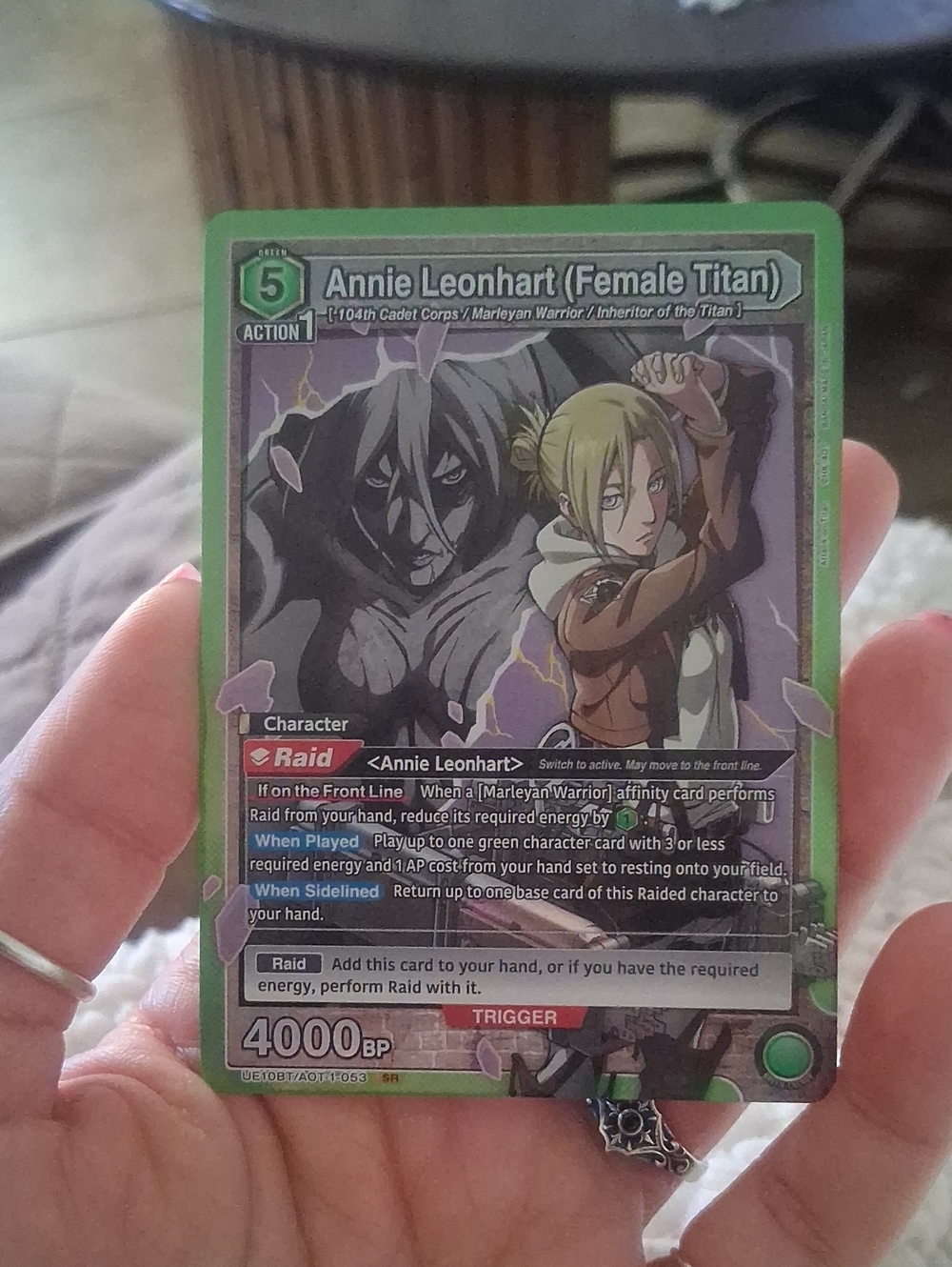 Annie Leonhart (Female Titan) Green Trading Card - Collectible Card
